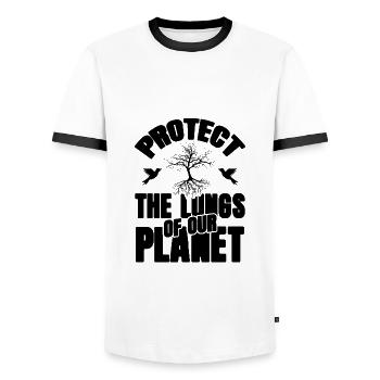 nature conservation environmental protection - Men's Ringer Shirt - white/black - Front - AI Model Female 172 light (172cm) & AI Model Male 178 dark (178cm)