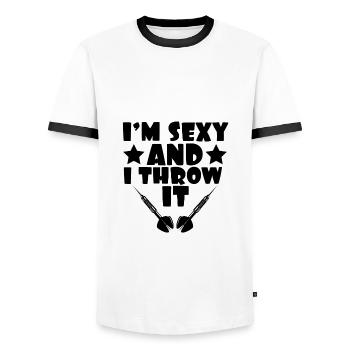 sexy dart player - Men's Ringer Shirt - white/black - Front - AI Model Female 172 light (172cm) & AI Model Male 178 dark (178cm)