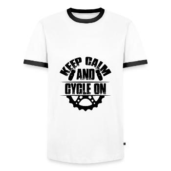 garder le vélo calme - T-shirt contrasté Homme - blanc/noir - Devant - AI Model Female 172 light (172cm) & AI Model Male 178 dark (178cm)