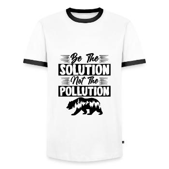 planet pollution - Men's Ringer Shirt - white/black - Front - AI Model Female 172 light (172cm) & AI Model Male 178 dark (178cm)