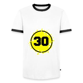 30 nombre de taches - T-shirt contrasté Homme - blanc/noir - Devant - AI Model Female 172 light (172cm) & AI Model Male 178 dark (178cm)