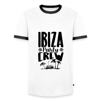 Ibiza Party Crew - Men's Ringer Shirt - white/black - Front - AI Model Female 172 light (172cm) & AI Model Male 178 dark (178cm)