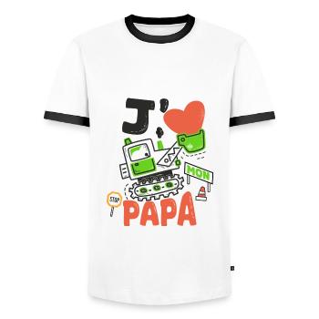 J'aime mon papa cadeau père et fils fille - T-shirt contrasté Homme - blanc/noir - Devant - AI Model Female 172 light (172cm) & AI Model Male 178 dark (178cm)