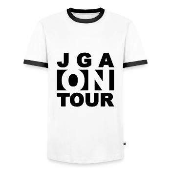 JGA on tour - Männer Kontrast-T-Shirt - Weiß/Schwarz - Vorne - AI Model Female 172 light (172cm) & AI Model Male 178 dark (178cm)