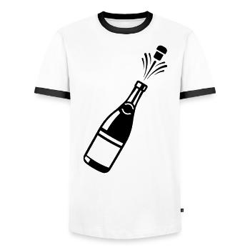bottle - Men's Ringer Shirt - white/black - Front - AI Model Female 172 light (172cm) & AI Model Male 178 dark (178cm)