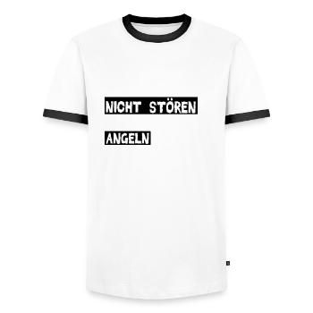 Angeln - Männer Kontrast-T-Shirt - Weiß/Schwarz - Vorne - AI Model Female 172 light (172cm) & AI Model Male 178 dark (178cm)