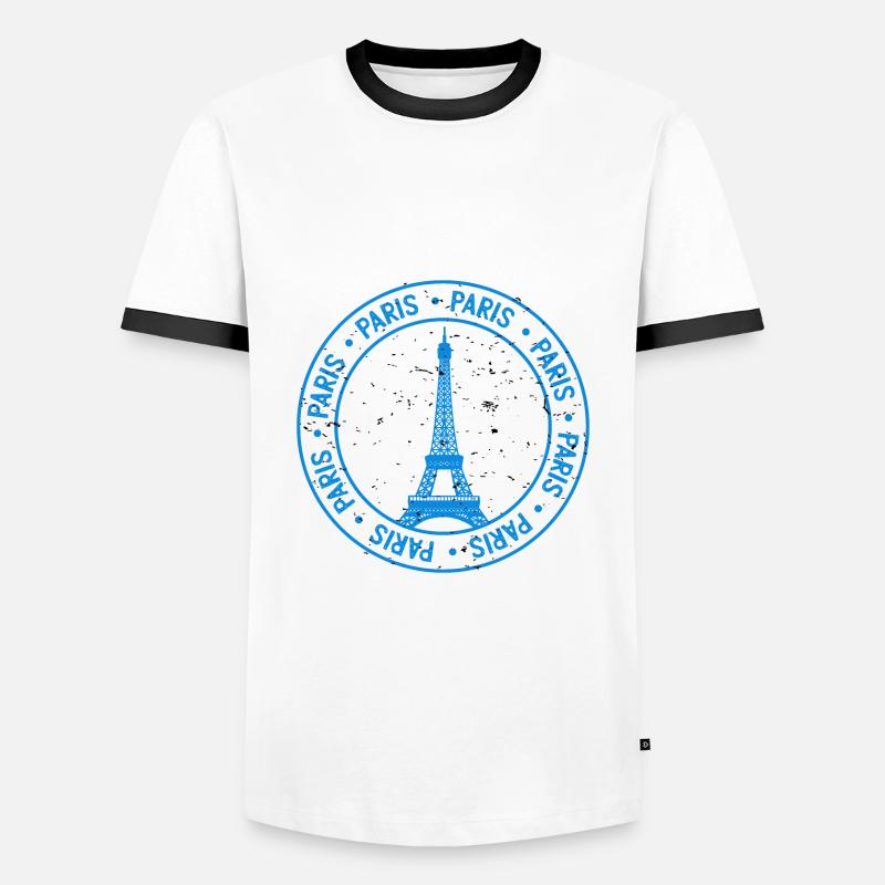 Paris emblem Eiffel tower - Men's Ringer Shirt - white/black