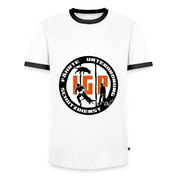 IGP Edition 2022 ehemals IPO VPG - Männer Kontrast-T-Shirt - Weiß/Schwarz - Vorne - AI Model Female 172 light (172cm) & AI Model Male 178 dark (178cm)