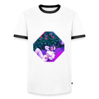 Astronaute - T-shirt contrasté Homme - blanc/noir - Devant - AI Model Female 172 light (172cm) & AI Model Male 178 dark (178cm)
