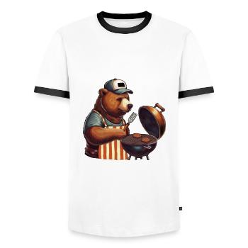 Grillfather - Grill Bear, pour tous les maîtres du gril - T-shirt contrasté Homme - blanc/noir - Devant - AI Model Female 172 light (172cm) & AI Model Male 178 dark (178cm)