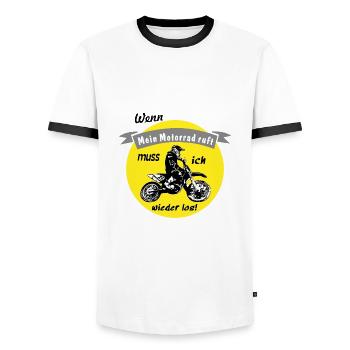 mein motorrad ruft - Männer Kontrast-T-Shirt - Weiß/Schwarz - Vorne - AI Model Female 172 light (172cm) & AI Model Male 178 dark (178cm)