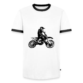 mx motorradfahrer - Männer Kontrast-T-Shirt - Weiß/Schwarz - Vorne - AI Model Female 172 light (172cm) & AI Model Male 178 dark (178cm)