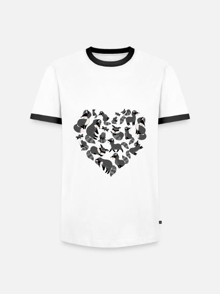 Herz Waschbär - Männer Kontrast-T-Shirt - 