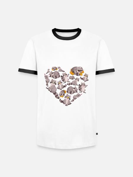 Herz Waschbär - Männer Kontrast-T-Shirt -
