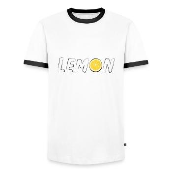 Lemon - Männer Kontrast-T-Shirt - Weiß/Schwarz - Vorne - AI Model Female 172 light (172cm) & AI Model Male 178 dark (178cm)