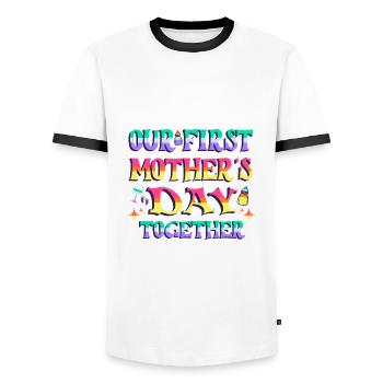 Unser erster Muttertag 2024 gemeinsam Mama & Baby - Männer Kontrast-T-Shirt - Weiß/Schwarz - Vorne - AI Model Female 172 light (172cm) & AI Model Male 178 dark (178cm)