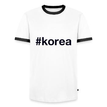 KOREA Hashtag - Men's Ringer Shirt - white/black - Front - AI Model Female 172 light (172cm) & AI Model Male 178 dark (178cm)