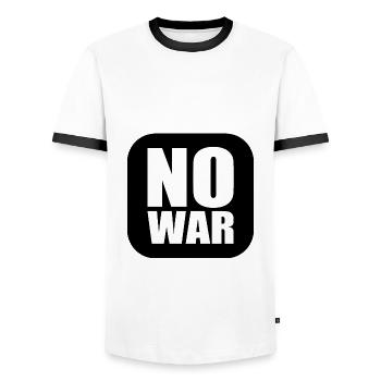 No war - T-shirt contrasté Homme - blanc/noir - Devant - AI Model Female 172 light (172cm) & AI Model Male 178 dark (178cm)