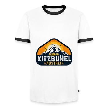 Kitzbühel Austria Retro Sunset Ski 80s - Men's Ringer Shirt - white/black - Front - AI Model Female 172 light (172cm) & AI Model Male 178 dark (178cm)