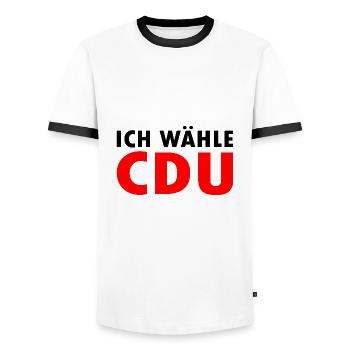 Ich wähle cdu - Männer Kontrast-T-Shirt - Weiß/Schwarz - Vorne - AI Model Female 172 light (172cm) & AI Model Male 178 dark (178cm)