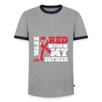 I ware red for my father - Männer Kontrast-T-Shirt - Grau/Navy  - Vorne - AI Model Female 172 light (172cm) & AI Model Male 178 light (178cm)