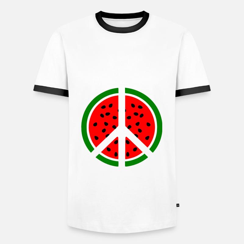 Wassermelone melone peacezeichen - Männer Kontrast-T-Shirt - Weiß/Schwarz