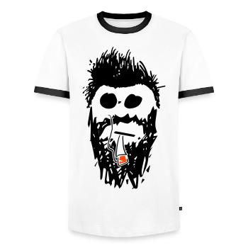 hipster_01 - Männer Kontrast-T-Shirt - Weiß/Schwarz - Vorne - AI Model Female 172 light (172cm) & AI Model Male 178 dark (178cm)