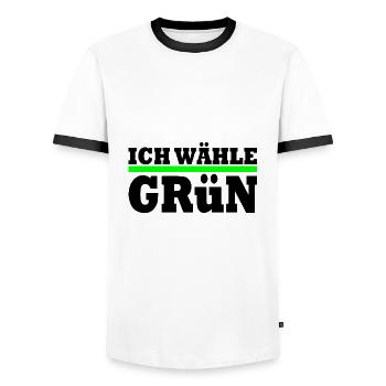 Ich wähle grün - Männer Kontrast-T-Shirt - Weiß/Schwarz - Vorne - AI Model Female 172 light (172cm) & AI Model Male 178 dark (178cm)