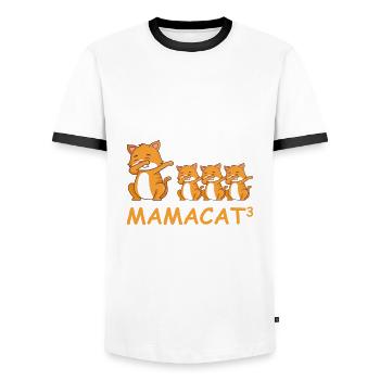 Schwanger werdene Mutter Drillinge Katze - Männer Kontrast-T-Shirt - Weiß/Schwarz - Vorne - AI Model Female 172 light (172cm) & AI Model Male 178 dark (178cm)