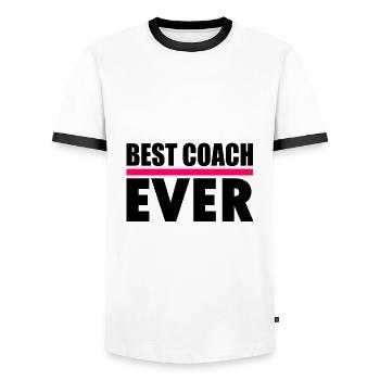 Best coach ever - T-shirt contrasté Homme - blanc/noir - Devant - AI Model Female 172 light (172cm) & AI Model Male 178 dark (178cm)