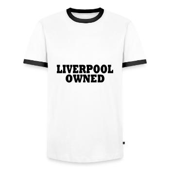 LIVERPOOL - Men's Ringer Shirt - white/black - Front - AI Model Female 172 light (172cm) & AI Model Male 178 dark (178cm)