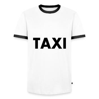 Taxi - Männer Kontrast-T-Shirt - Weiß/Schwarz - Vorne - AI Model Female 172 light (172cm) & AI Model Male 178 dark (178cm)