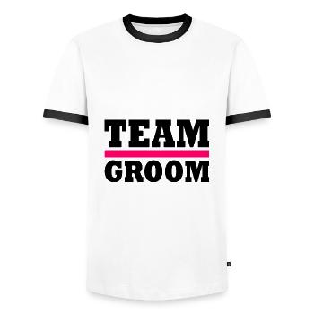 Team groom - T-shirt contrasté Homme - blanc/noir - Devant - AI Model Female 172 light (172cm) & AI Model Male 178 dark (178cm)