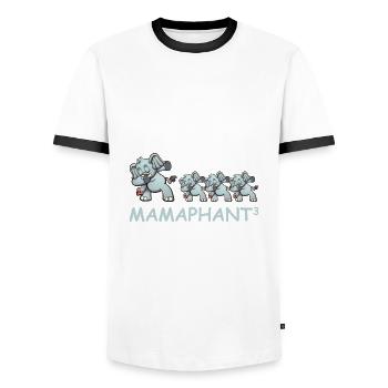 Schwanger werdene Mutter Drillinge Elefant - Männer Kontrast-T-Shirt - Weiß/Schwarz - Vorne - AI Model Female 172 light (172cm) & AI Model Male 178 dark (178cm)