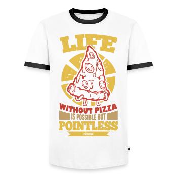 Life Without Pizza Is Possible But Pointless - Männer Kontrast-T-Shirt - Weiß/Schwarz - Vorne - AI Model Female 172 light (172cm) & AI Model Male 178 dark (178cm)