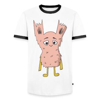 Pink Monsters - Men's Ringer Shirt - white/black - Front - AI Model Female 172 light (172cm) & AI Model Male 178 dark (178cm)