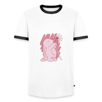 Kaninchen Hase - Männer Kontrast-T-Shirt - Weiß/Schwarz - Vorne - AI Model Female 172 light (172cm) & AI Model Male 178 dark (178cm)