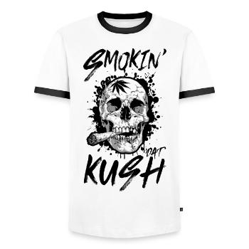Kush Raucher Totenkopf Joint - Männer Kontrast-T-Shirt - Weiß/Schwarz - Vorne - AI Model Female 172 light (172cm) & AI Model Male 178 dark (178cm)
