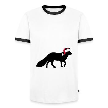 Fuchs Weihnachten - Weihnachtsgeschenk - Männer Kontrast-T-Shirt - Weiß/Schwarz - Vorne - AI Model Female 172 light (172cm) & AI Model Male 178 dark (178cm)