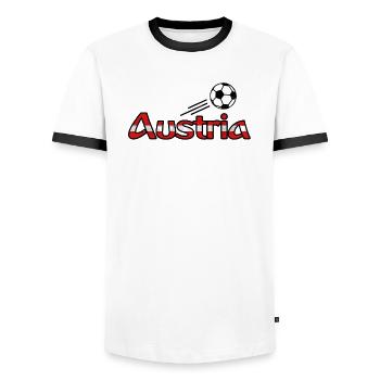 Football Autriche - T-shirt contrasté Homme - blanc/noir - Devant - AI Model Female 172 light (172cm) & AI Model Male 178 dark (178cm)