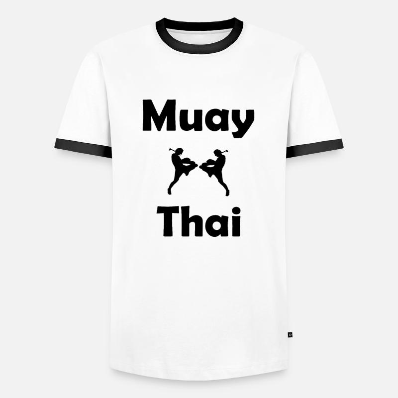 Muay Thai - Männer Kontrast-T-Shirt - Weiß/Schwarz