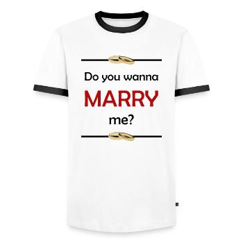 Do you wanna marry me? - Männer Kontrast-T-Shirt - Weiß/Schwarz - Vorne - AI Model Female 172 light (172cm) & AI Model Male 178 dark (178cm)