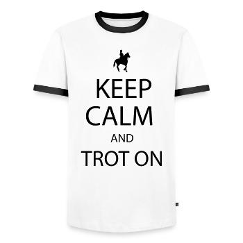 Trot On - Männer Kontrast-T-Shirt - Weiß/Schwarz - Vorne - AI Model Female 172 light (172cm) & AI Model Male 178 dark (178cm)