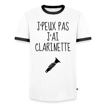 Clarinette Clarinettiste Musique Musicien Concert - T-shirt contrasté Homme - blanc/noir - Devant - AI Model Female 172 light (172cm) & AI Model Male 178 dark (178cm)