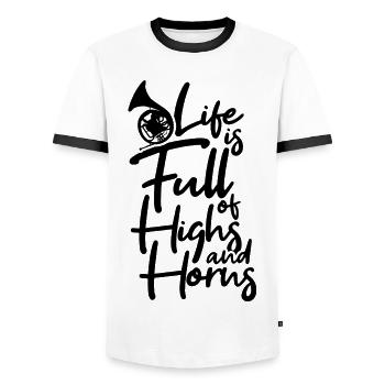 Blague de cor français - T-shirt contrasté Homme - blanc/noir - Devant - AI Model Female 172 light (172cm) & AI Model Male 178 dark (178cm)