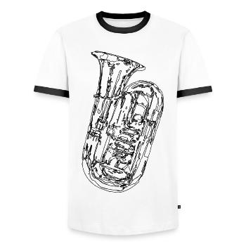 Dessin de tuba - T-shirt contrasté Homme - blanc/noir - Devant - AI Model Female 172 light (172cm) & AI Model Male 178 dark (178cm)