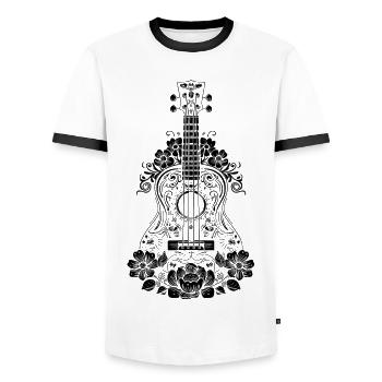 Ukulele - Männer Kontrast-T-Shirt - Weiß/Schwarz - Vorne - AI Model Female 172 light (172cm) & AI Model Male 178 dark (178cm)