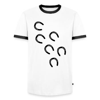 footprints horse - Men's Ringer Shirt - white/black - Front - AI Model Female 172 light (172cm) & AI Model Male 178 dark (178cm)