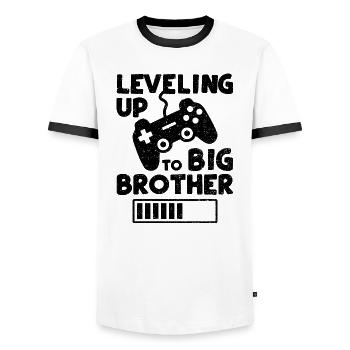 Leveling Up To Big Brother - Brother - Men's Ringer Shirt - white/black - Front - AI Model Female 172 light (172cm) & AI Model Male 178 dark (178cm)