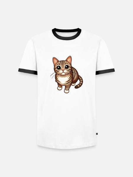 Sie? Lustige Katze - Männer Kontrast-T-Shirt - Weiß/Schwarz